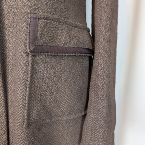 Jack Puff Shoulder Poetcore Coat Jacket Herringbone Tweed Brown Small - Picture 13 of 16